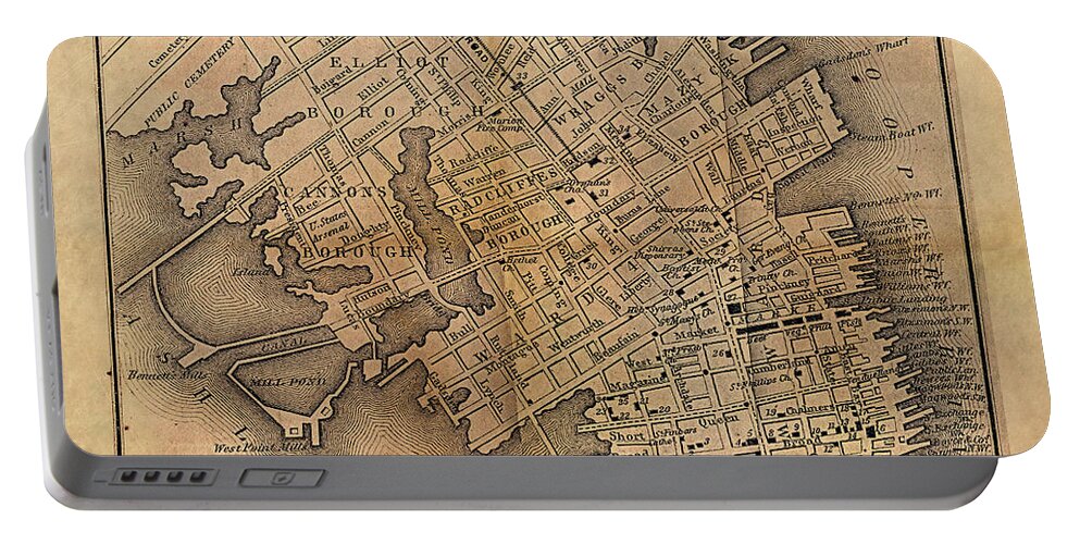 Steampunk Portable Battery Charger featuring the painting Charleston Vintage Map No. I by James Hill