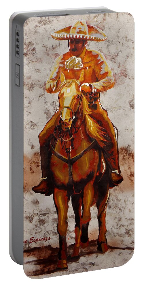 Jarabe Tapatio Portable Battery Charger featuring the painting C . H . A . R . R . O by J U A N - O A X A C A
