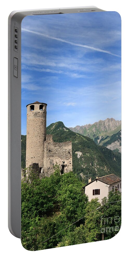 Alps Portable Battery Charger featuring the photograph Chatelard castle by Antonio Scarpi
