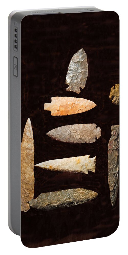 Science Portable Battery Charger featuring the photograph Cherokee Indian Spear And Arrowheads by Millard H. Sharp