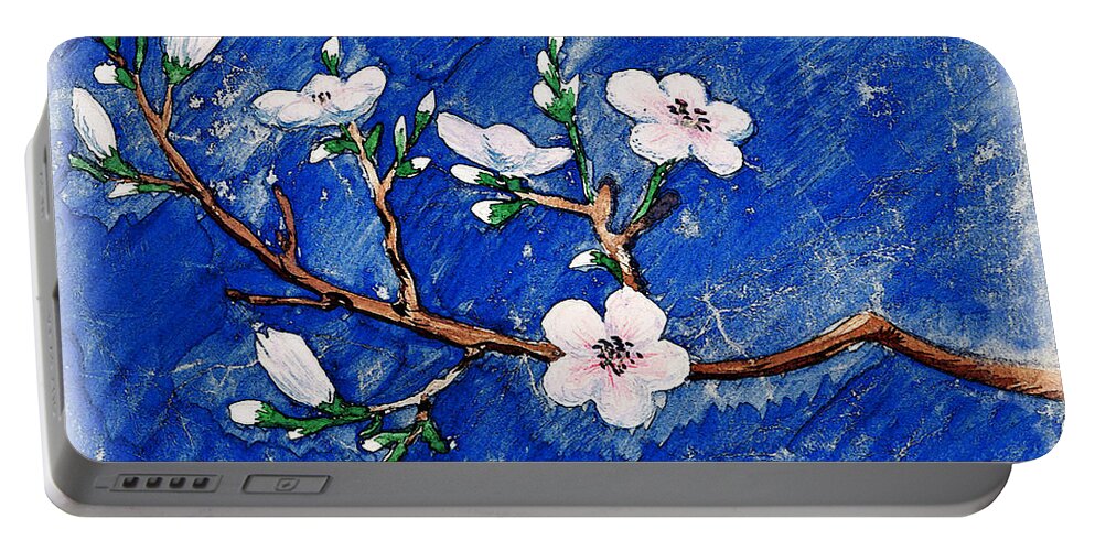 Cherry Portable Battery Charger featuring the painting Cherry Blossoms by Irina Sztukowski