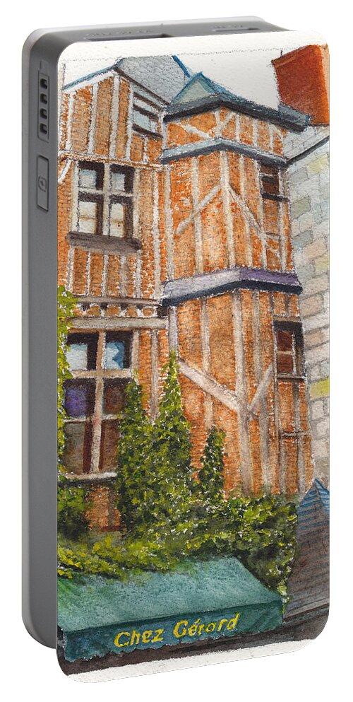 Colombage Portable Battery Charger featuring the painting Chez Gerard Tours France by Dai Wynn