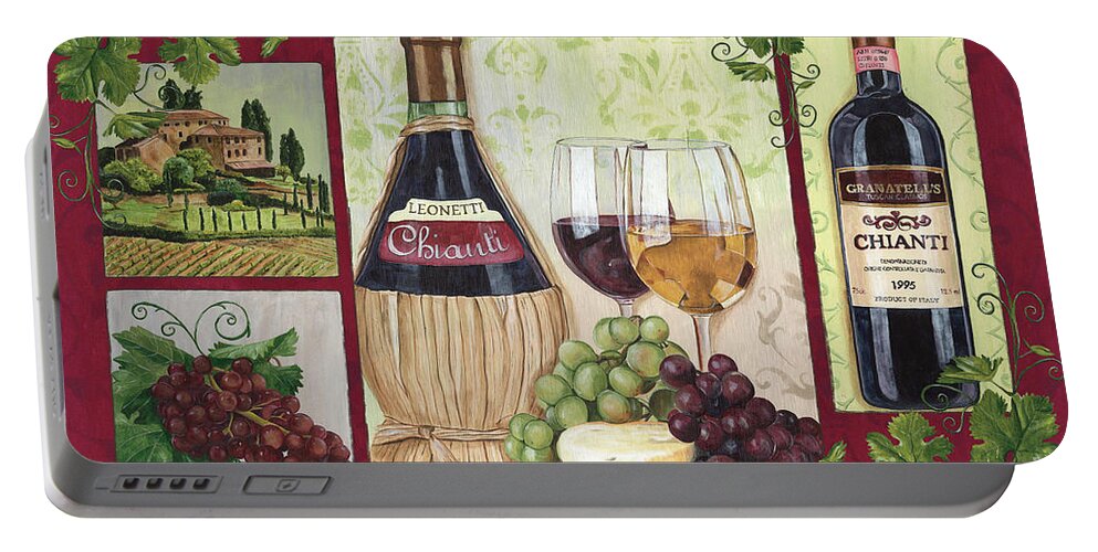 Wine Portable Battery Charger featuring the painting Chianti and Friends 2 by Debbie DeWitt