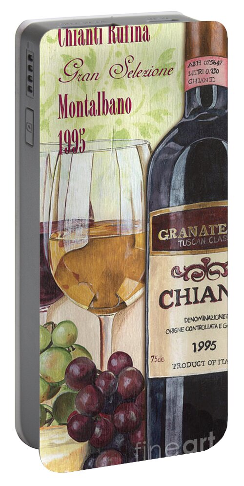 Wine Portable Battery Charger featuring the painting Chianti Rufina by Debbie DeWitt