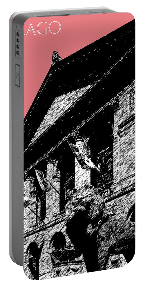 Architecture Portable Battery Charger featuring the digital art Chicago Art Institute of Chicago - Light Red by DB Artist