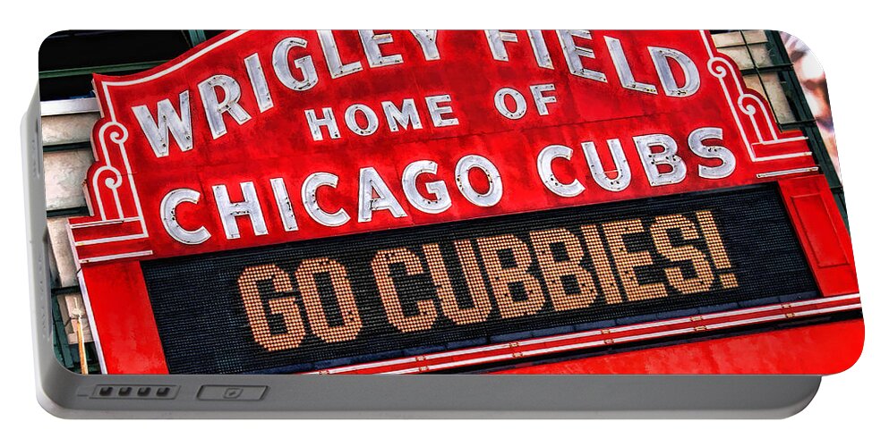 Chicago Portable Battery Charger featuring the painting Chicago Cubs Wrigley Field by Christopher Arndt