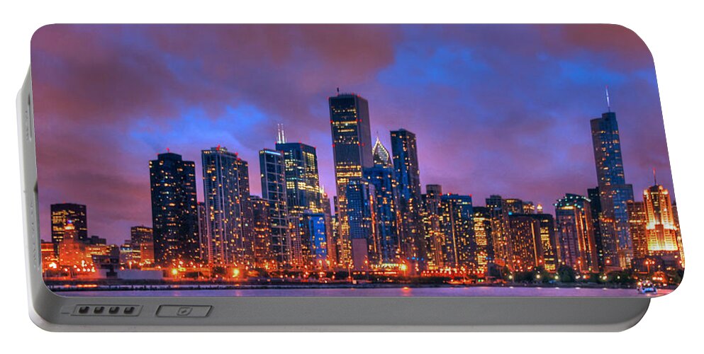 Chicago Skyline From Navy Pier Portable Battery Charger featuring the photograph Chicago Skyline from Navy Pier view 2 by Ken Smith