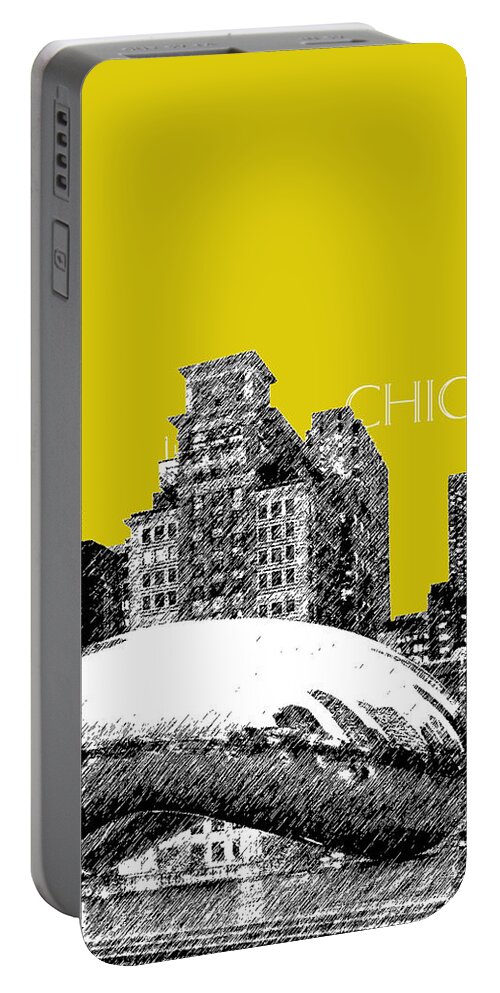 Architecture Portable Battery Charger featuring the digital art Chicago The Bean - Mustard by DB Artist
