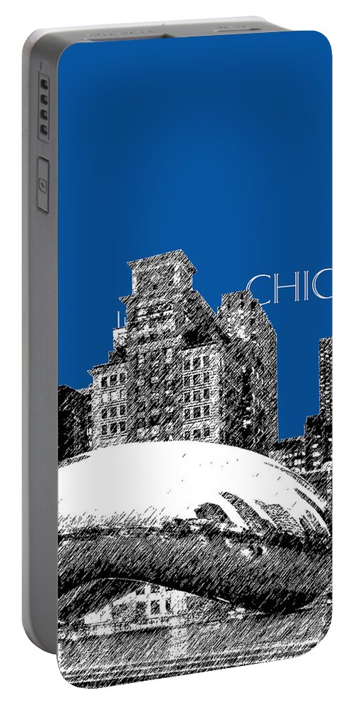 Architecture Portable Battery Charger featuring the digital art Chicago The Bean - Royal Blue by DB Artist
