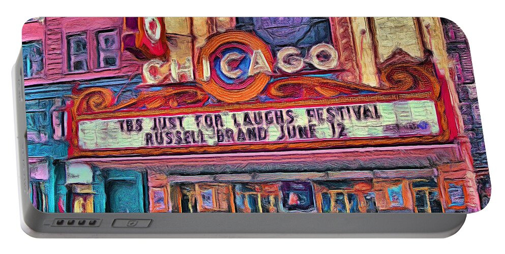 Chicago Portable Battery Charger featuring the painting Chicago Theater - 20 by Ely Arsha