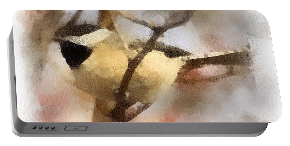 Chickadee Watercolor Portable Battery Charger featuring the painting Chickadee Watercolor by Kerri Farley