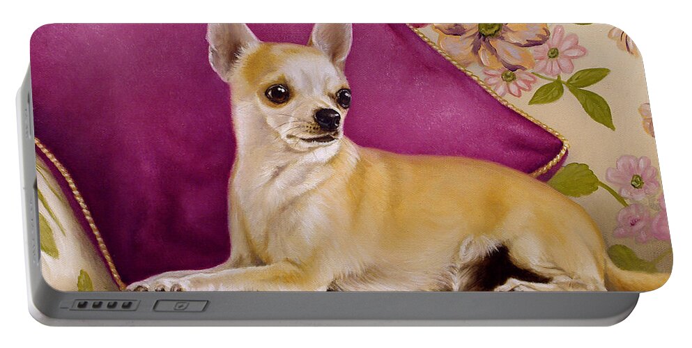 Chihuahua Portable Battery Charger featuring the painting Chihuahua II by John Silver