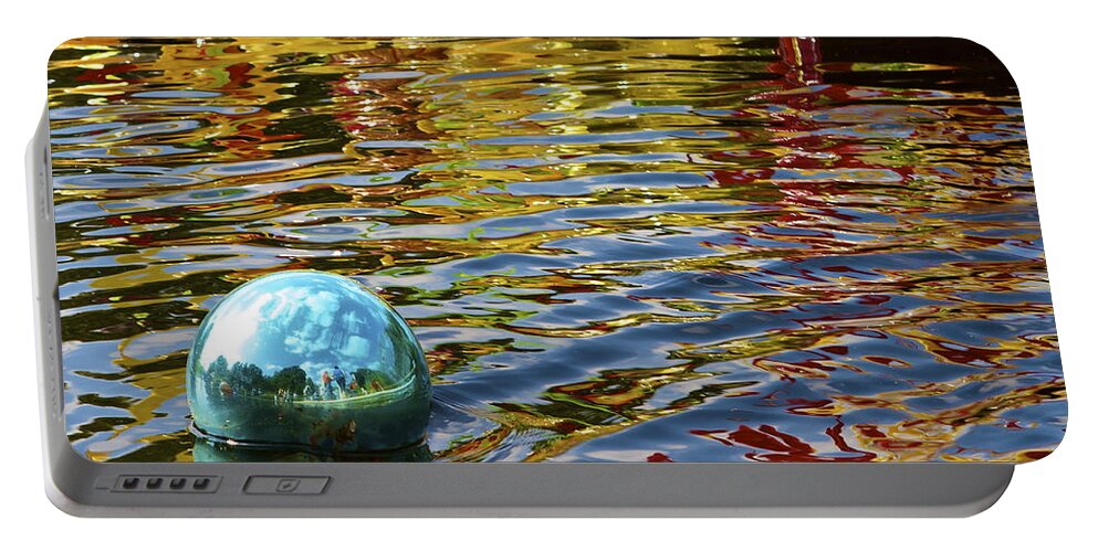 Reflections Portable Battery Charger featuring the photograph Chihuly Reflection I by John Babis