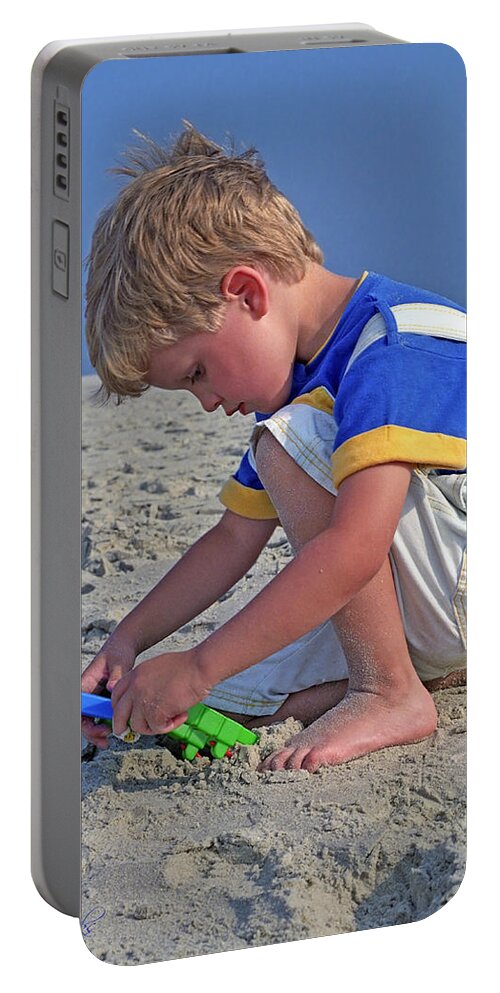 Beach Portable Battery Charger featuring the photograph Childhood Beach Play by Marie Hicks