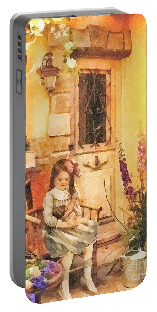 Childhood Portable Battery Charger featuring the painting Childhood by Mo T