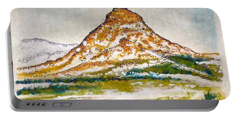 Art Portable Battery Charger featuring the painting Chimney Rock by Bern Miller