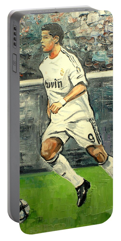 Ronaldo Portable Battery Charger featuring the painting Christiano Ronaldo by Luke Karcz