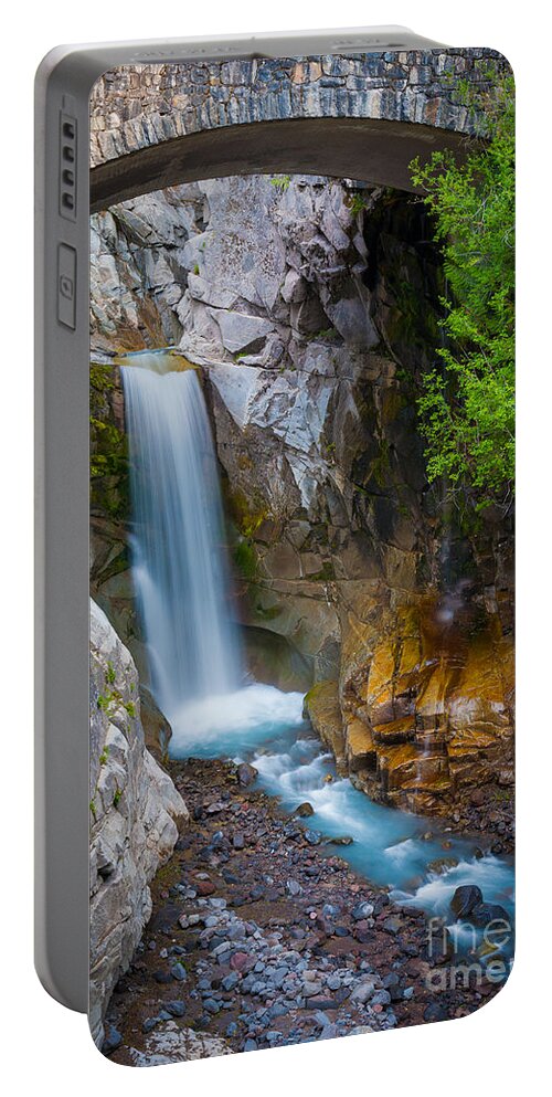 America Portable Battery Charger featuring the photograph Christine Falls and Bridge by Inge Johnsson