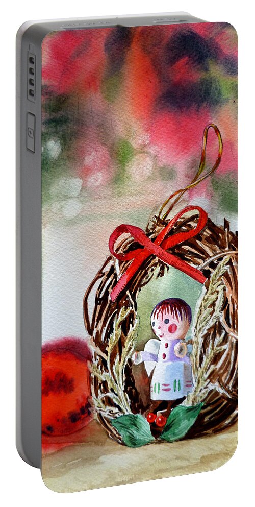 Angel Portable Battery Charger featuring the painting Christmas Angel by Irina Sztukowski