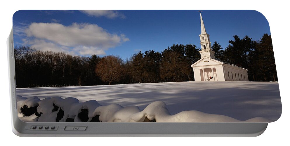 Christmas Portable Battery Charger featuring the photograph Christmas at Martha Mary Chapel - Greeting Card by Mark Valentine