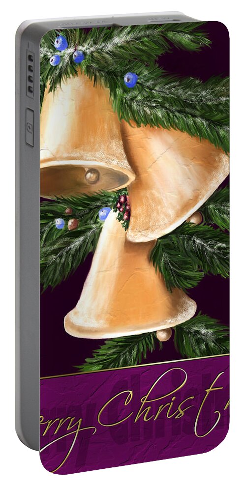 Christmas Portable Battery Charger featuring the painting Christmas Bells by Susan Kinney