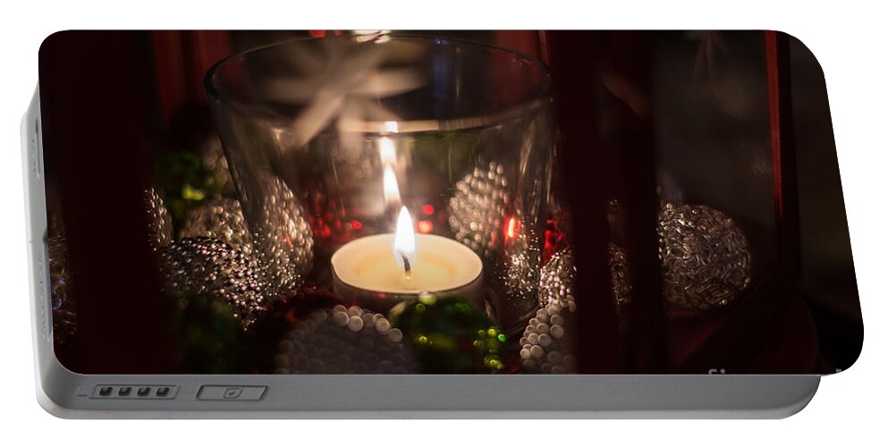  Portable Battery Charger featuring the photograph Christmas Candle 2 by Cheryl Baxter