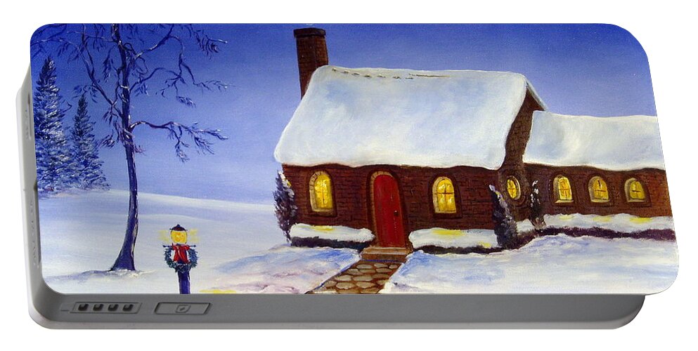 Winter Painting Portable Battery Charger featuring the painting Christmas Eve by Lee Piper