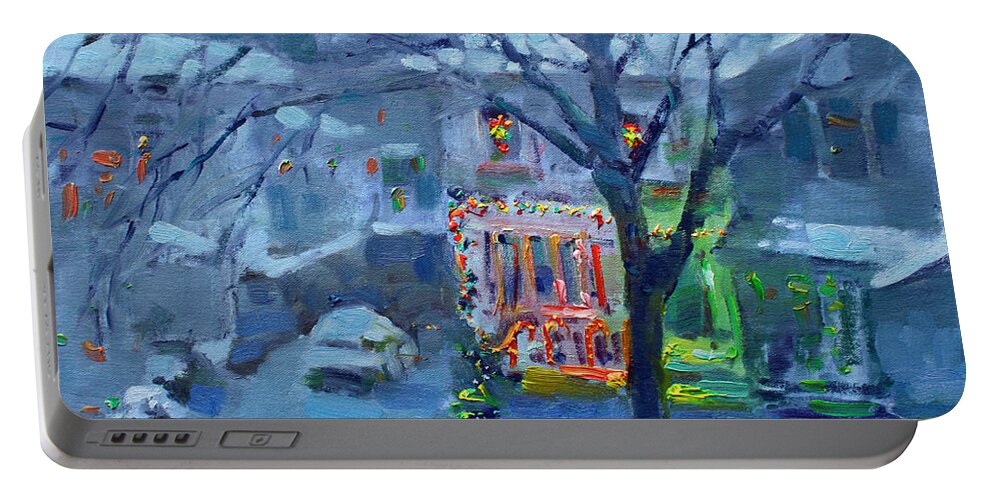 Christmas Eve Portable Battery Charger featuring the painting Christmas Eve by Ylli Haruni