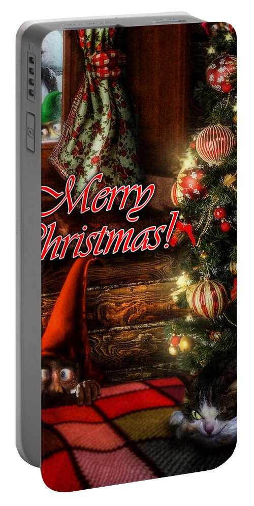 Christmas Portable Battery Charger featuring the digital art Christmas greeting card VIII by Alessandro Della Pietra