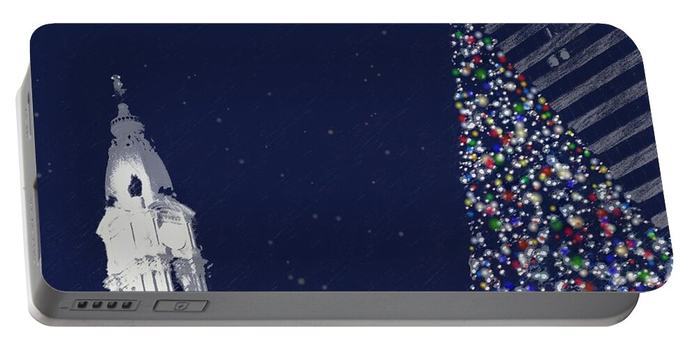 Philly Portable Battery Charger featuring the photograph Christmas in Center City by Photographic Arts And Design Studio
