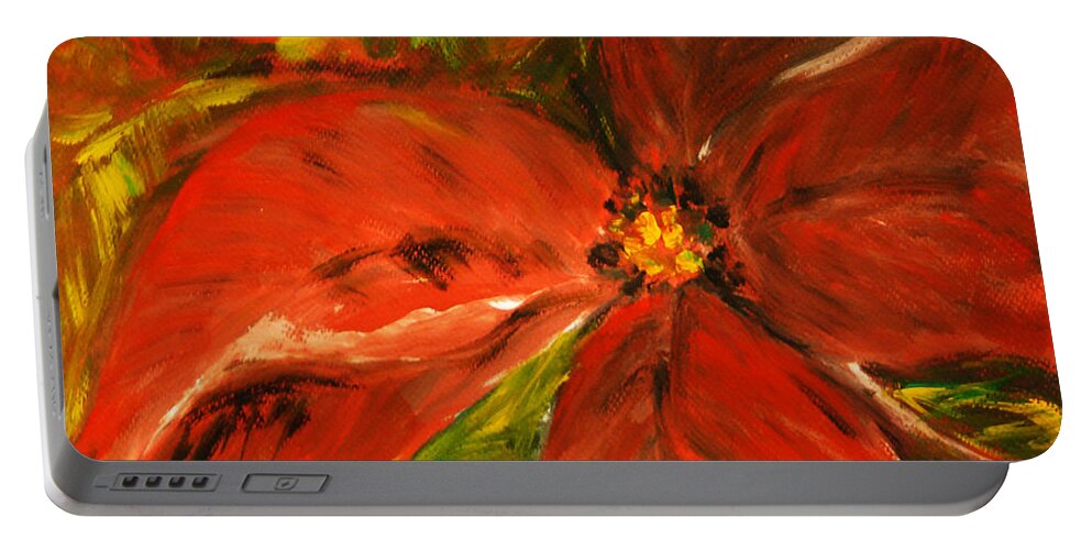 Flower Portable Battery Charger featuring the painting Christmas Star by Jasna Dragun