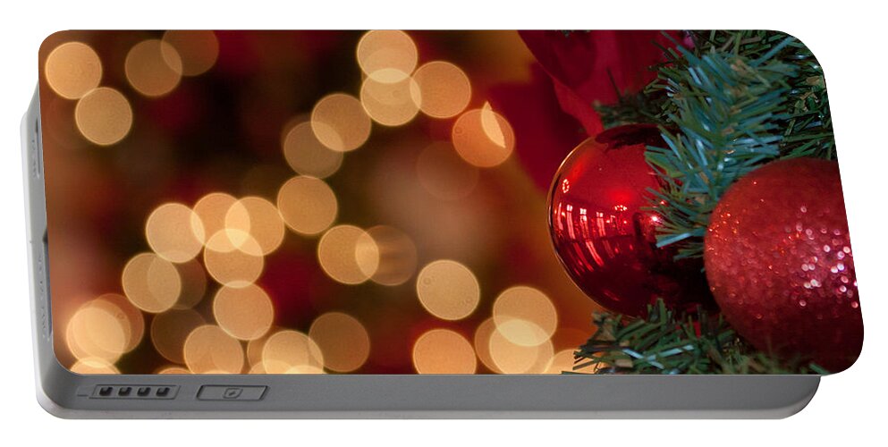 Bokeh Portable Battery Charger featuring the photograph Christmas Lights by Shirley Radabaugh