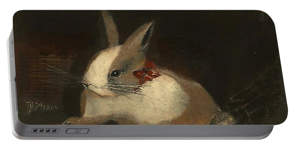 Fine Art America.com Portable Battery Charger featuring the painting Christmas Rabbit by Diane Strain