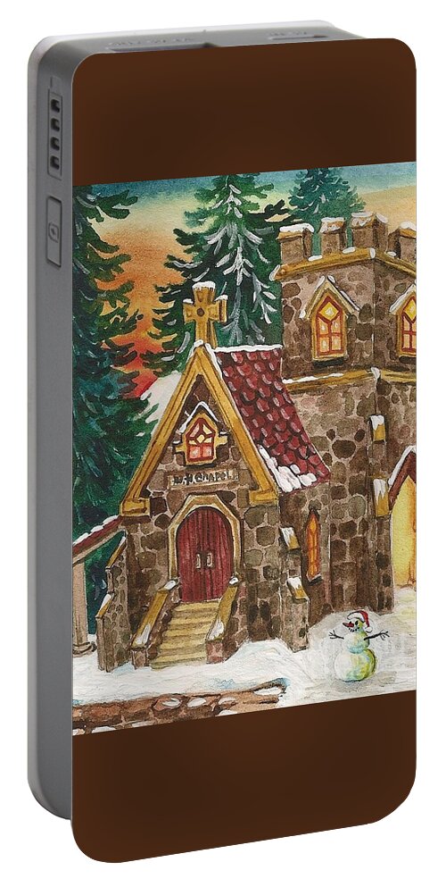 Ryta Portable Battery Charger featuring the painting Christmas Steeple by Margaryta Yermolayeva
