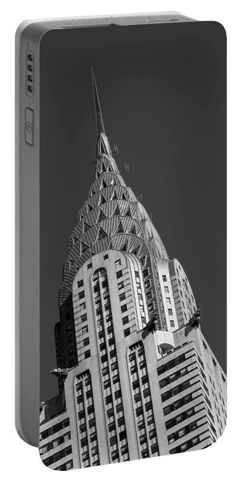 Chrysler Building Portable Battery Charger featuring the photograph Chrysler Building BW by Susan Candelario