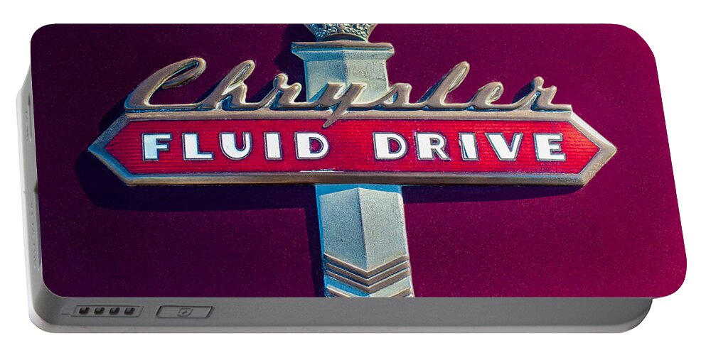 Chrysler Fluid Drive Emblem Portable Battery Charger featuring the photograph Chrysler Fluid Drive Emblem by Jill Reger
