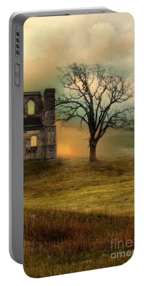 Ruin Portable Battery Charger featuring the photograph Church Ruin with Stormy Skies by Jill Battaglia