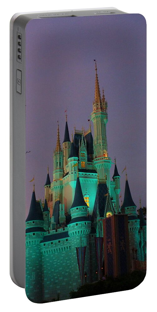 Cinderella Castle Portable Battery Charger featuring the photograph Cinderella Castle at Night by Lingfai Leung