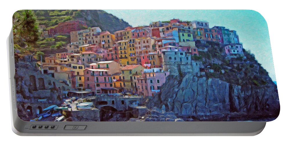 Cinque Portable Battery Charger featuring the painting Cinque Terre Itl2617 by Dean Wittle