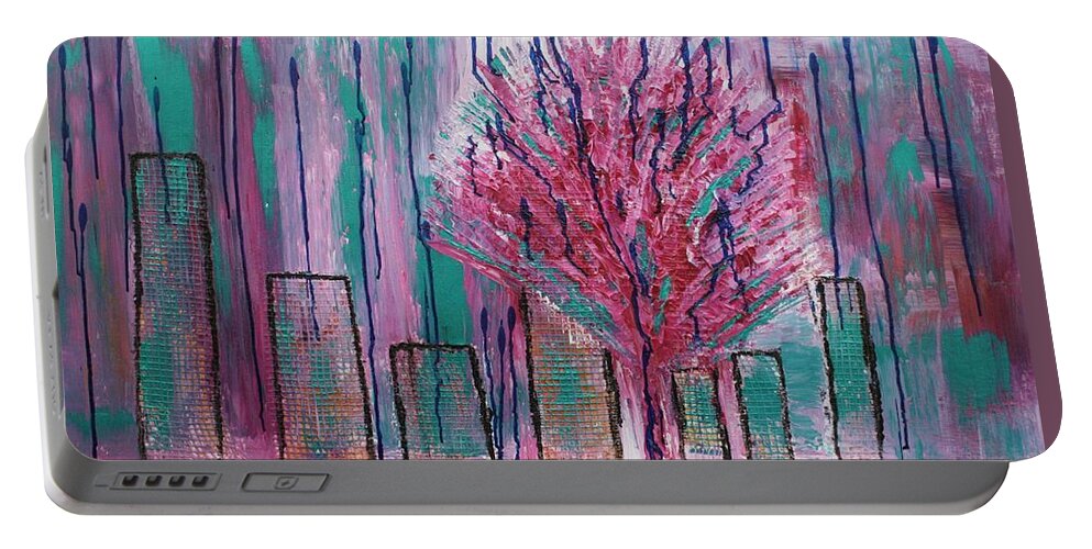Tree Portable Battery Charger featuring the painting City Pear Tree by Nan Bilden