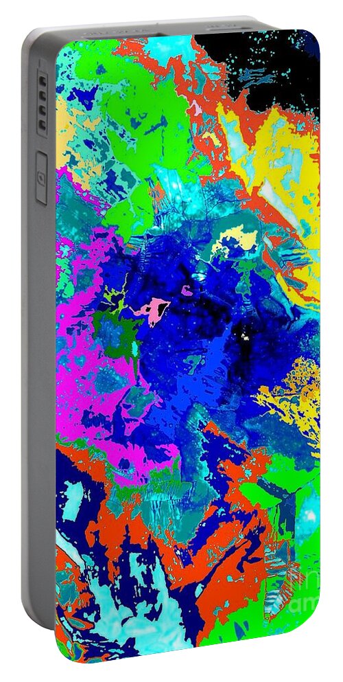 Abstract Portable Battery Charger featuring the painting City Scenes 3D Abstract by Saundra Myles