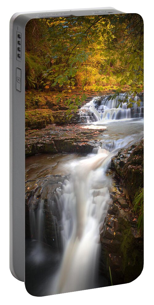 Clare Glens Portable Battery Charger featuring the photograph Clare Glens Fall Waterfall by Mark Callanan