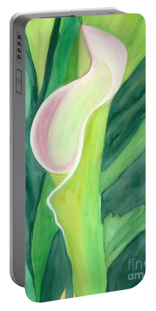 White Flower Portable Battery Charger featuring the painting Classic Flower by Yael VanGruber
