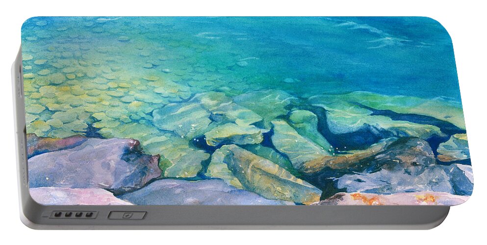 Water Portable Battery Charger featuring the painting Clear Water by Brenda Beck Fisher