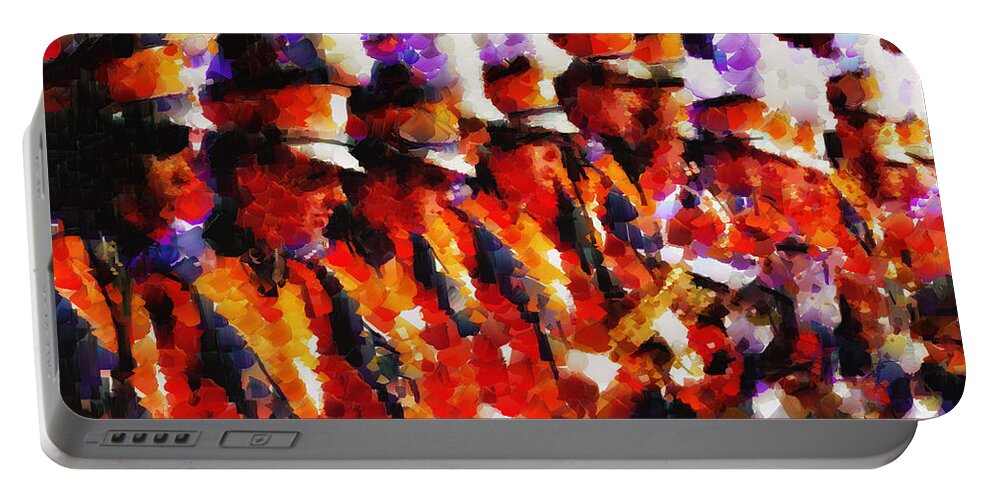 Band Portable Battery Charger featuring the painting Clemson Tiger Band - Afremov-Style by Lynne Jenkins
