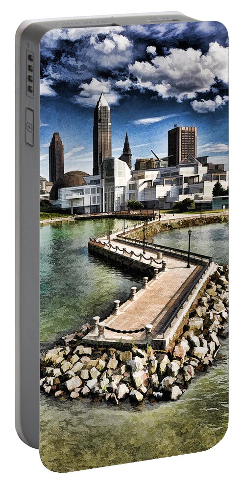 Lake Erie Portable Battery Charger featuring the photograph Cleveland Inner Harbor - Cleveland Ohio - 1 by Mark Madere