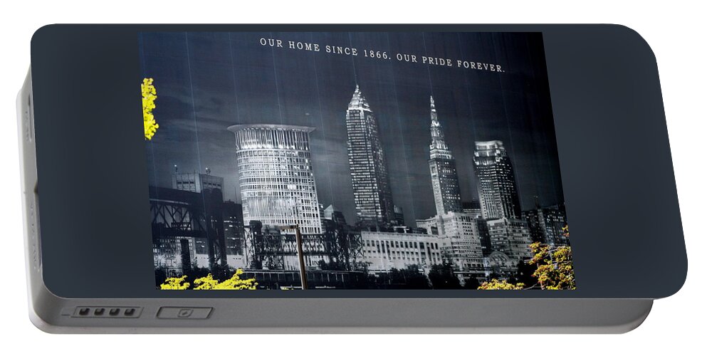 Cleveland Portable Battery Charger featuring the photograph Cleveland Skyline Banner by Valerie Collins