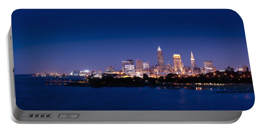 Cleveland Portable Battery Charger featuring the photograph Cleveland Skyline Dusk by John Magyar Photography
