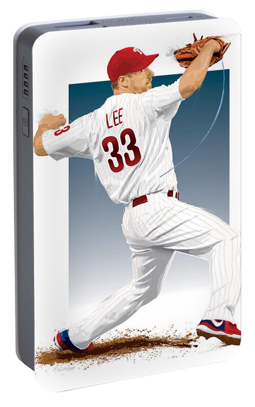 Cliff Lee Portable Battery Charger featuring the digital art Cliff Lee by Scott Weigner
