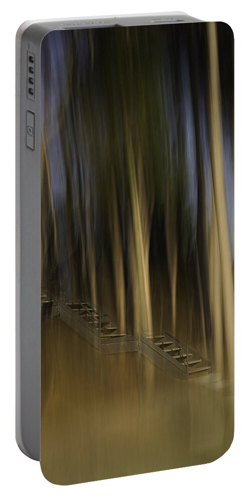 Abstract Portable Battery Charger featuring the photograph Climbing Stairs Into The Forest by Thomas Young
